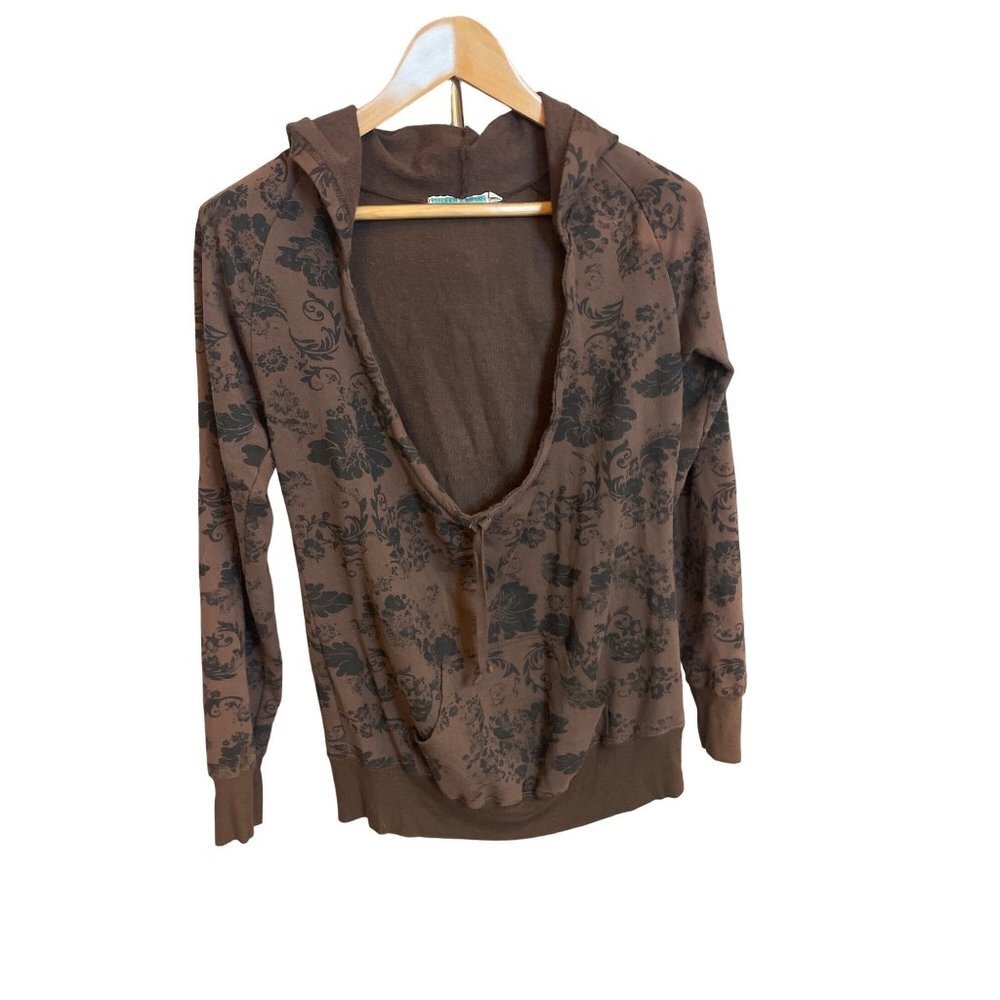 Silver Charm Brown Hooded Pullover Jacket Sz M
